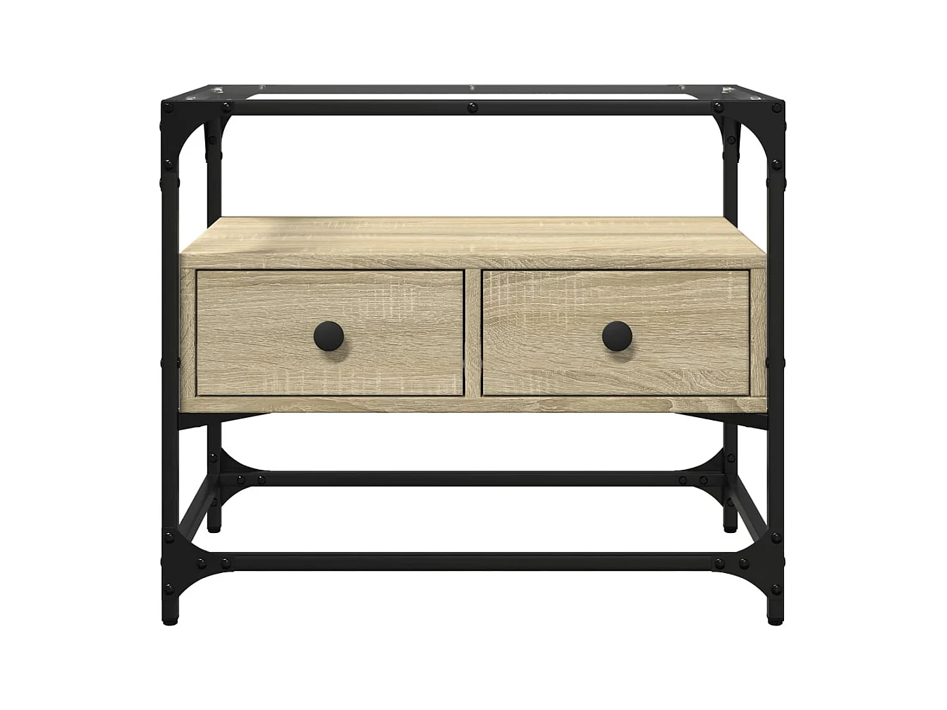 Tv-meubel met glazen blad 60x35x51 cm bewerkt hout sonoma eiken BE581668