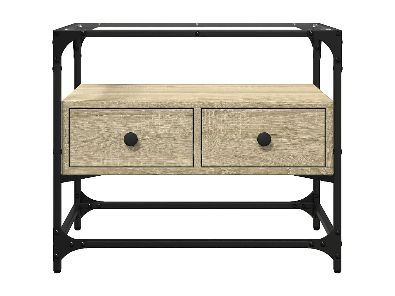 Meuble TV avec dessus en verre chêne sonoma bois d'ingénierie FR470720