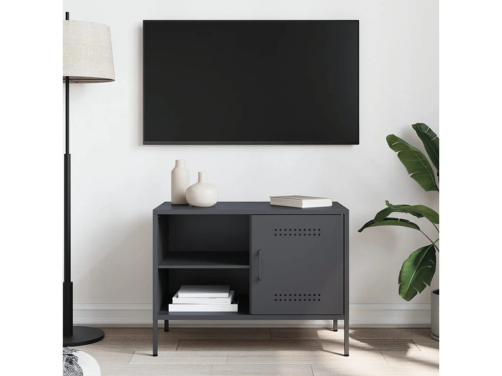 Meuble TV anthracite 68x39x50,5 cm acier FR209723