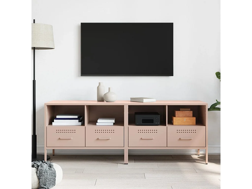 Muebles de TV 2 pzas acero laminado en frío rosa 68x39x50,5 cm ES112783