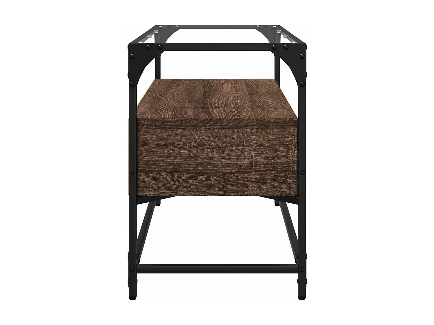 Meuble TV avec dessus en verre chêne marron bois d'ingénierie FR578119