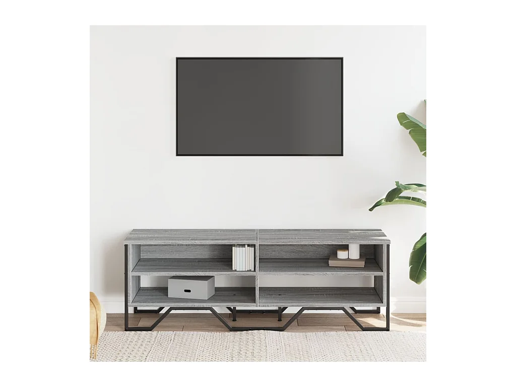 Tv-meubel 122x34x41 cm bewerkt hout grijs sonoma eikenkleurig BE568394