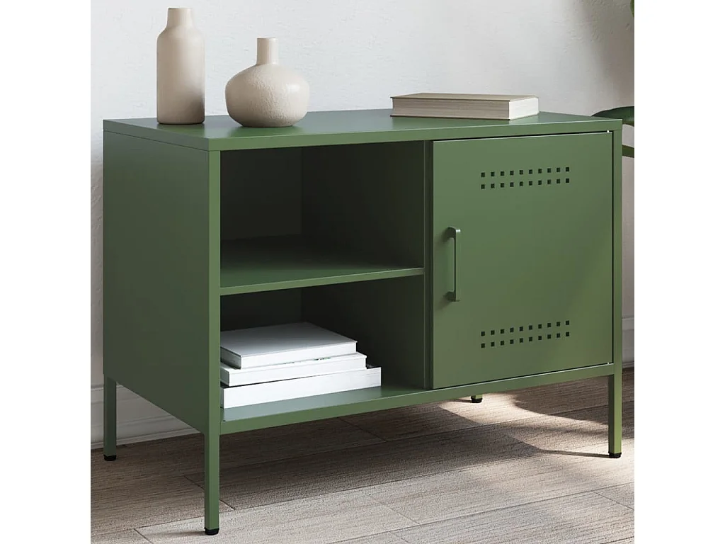 Mueble de TV de acero verde oliva 68x39x50,5 cm ES604693