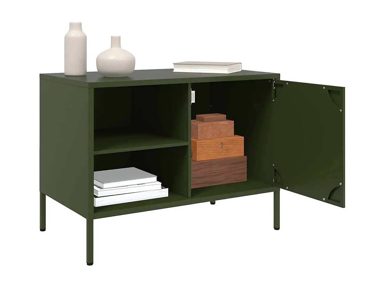 Mueble de TV de acero verde oliva 68x39x50,5 cm ES604693