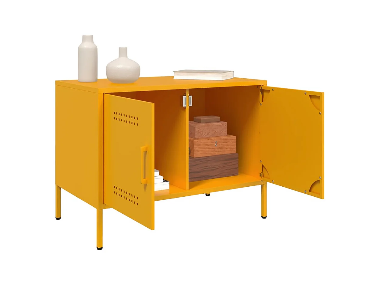 Muebles para TV 2 piezas acero amarillo mostaza 68x39x50,5 cm ES966452