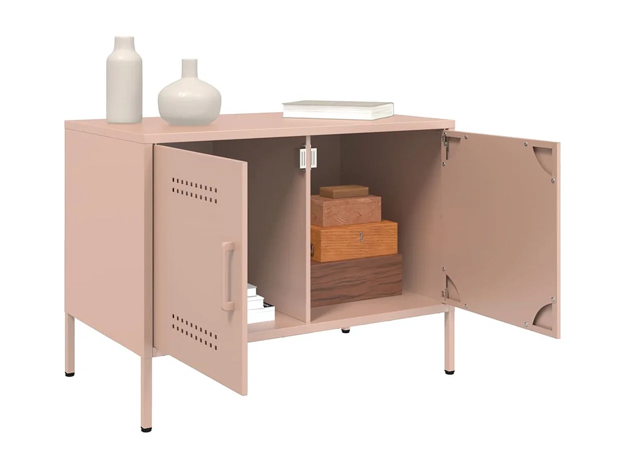 Meuble TV rose 68x39x50,5 cm acier FR823412