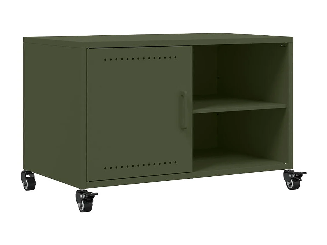 Meuble TV vert olive 68x39x43,5 cm acier laminé à froid FR709765