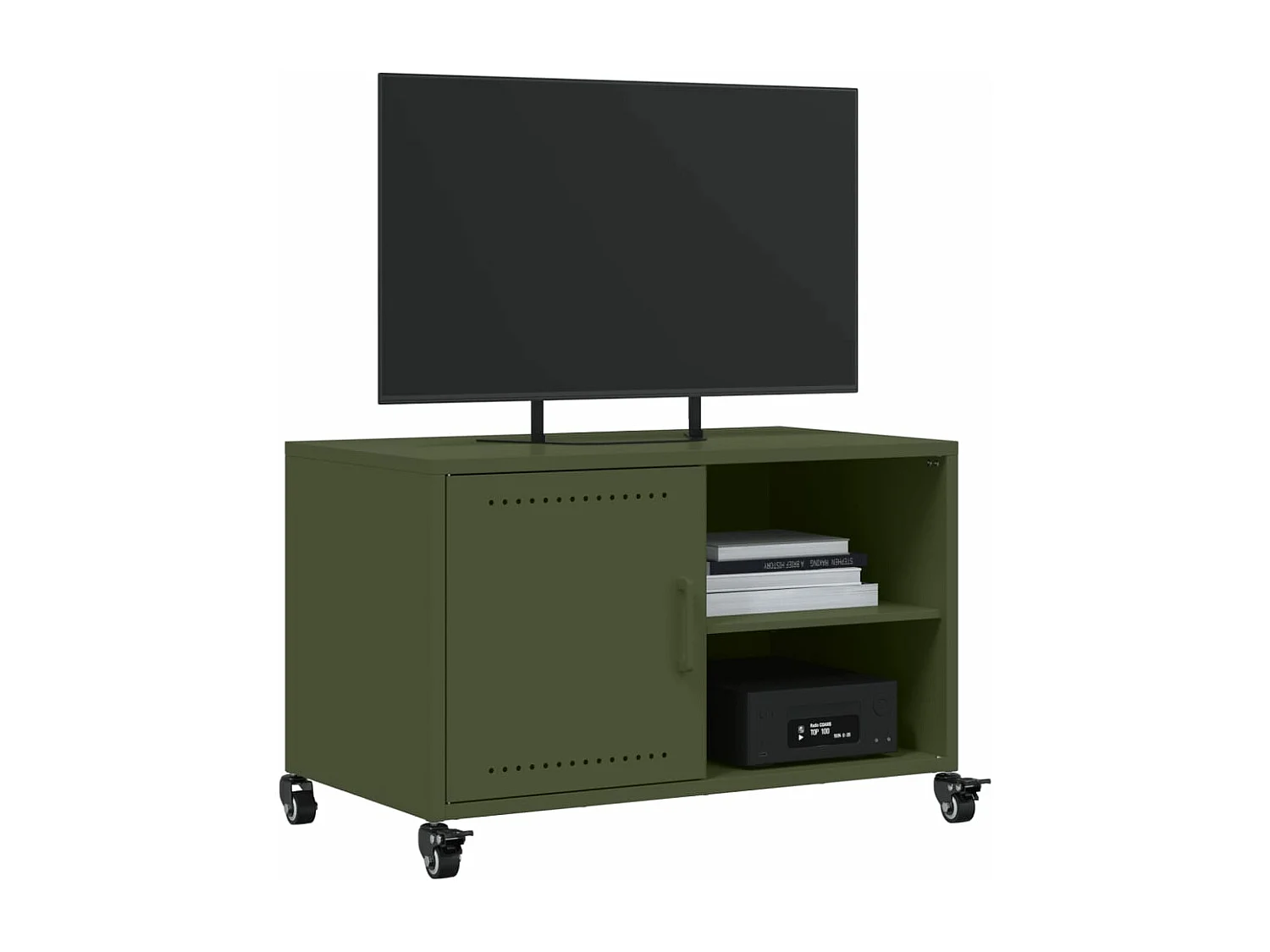Meuble TV vert olive 68x39x43,5 cm acier laminé à froid FR709765