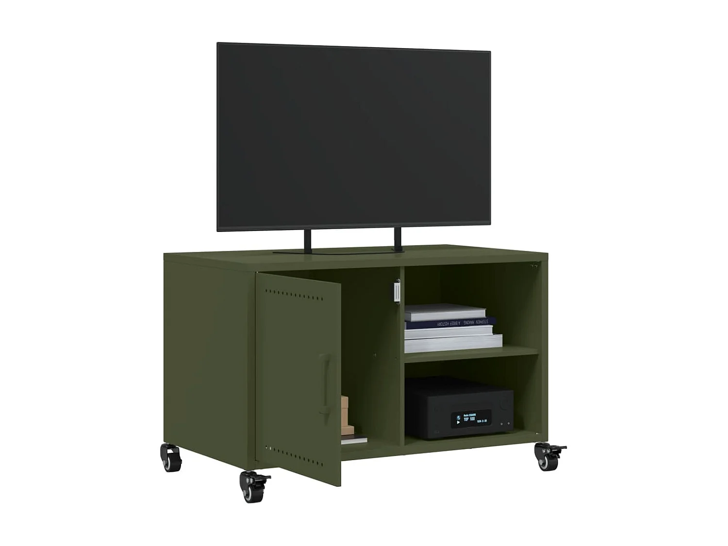 Meuble TV vert olive 68x39x43,5 cm acier laminé à froid FR709765