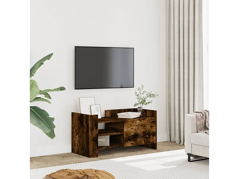 Tv-meubel 80x35x40 cm bewerkt hout gerookt eikenkleurig BE504564