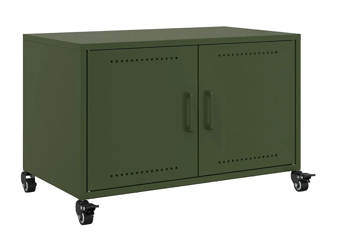 Meuble TV vert olive 68x39x43,5 cm acier laminé à froid FR397349