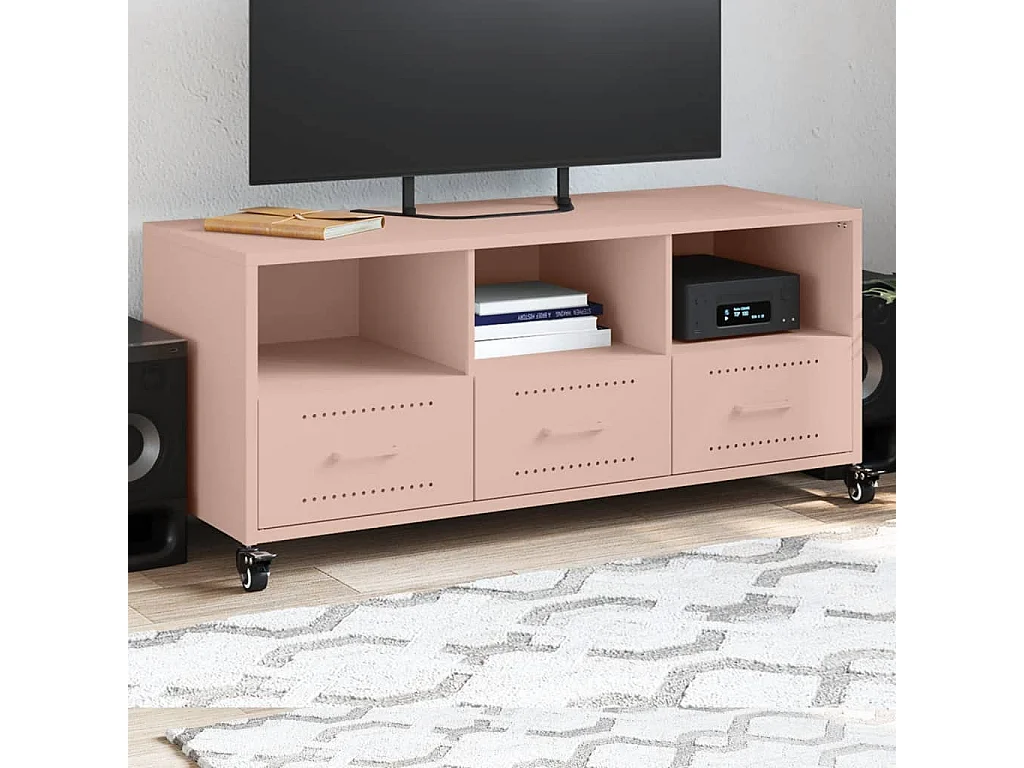 Tv-meubel 100,5x39x43,5 cm staal roze BE425833