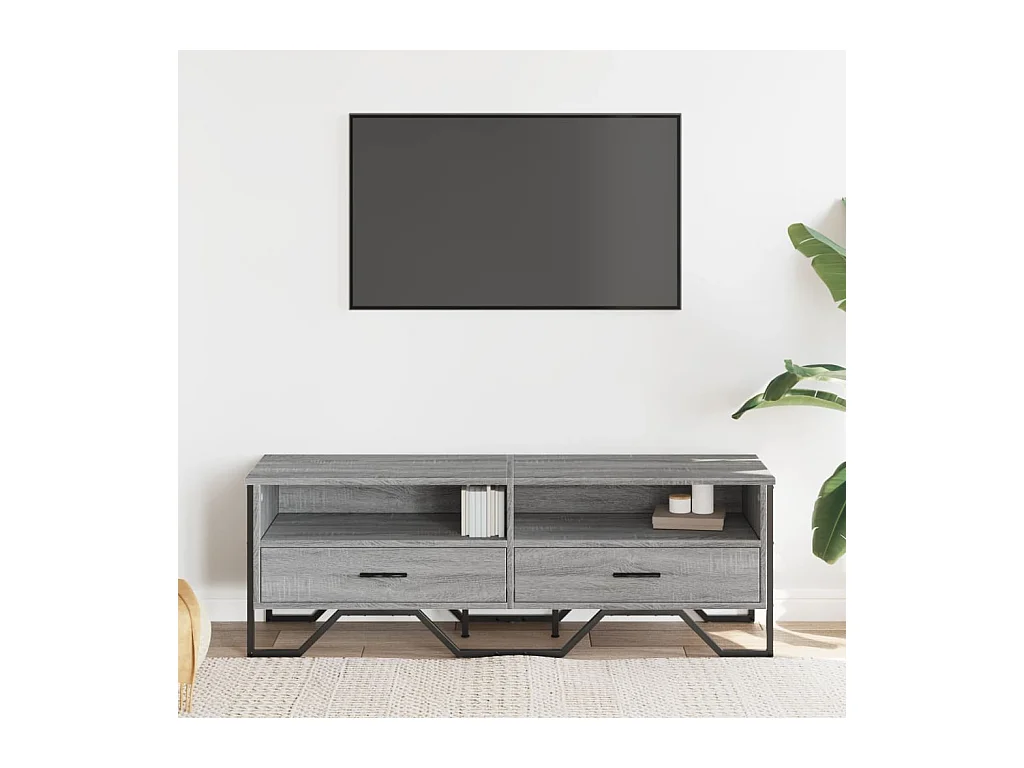 Tv-meubel 122x34x41 cm bewerkt hout grijs sonoma eikenkleurig BE642050
