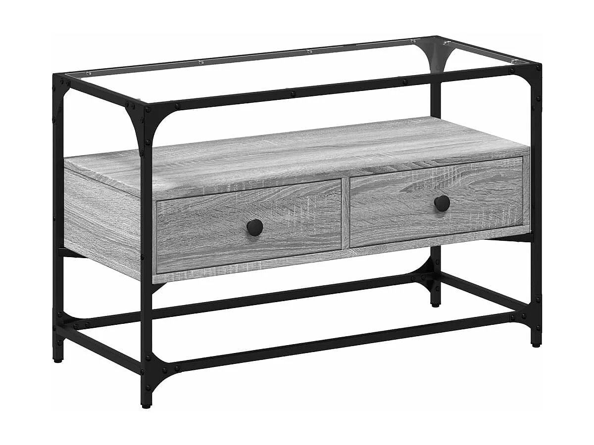 Meuble TV avec dessus en verre sonoma gris bois d'ingénierie FR923794