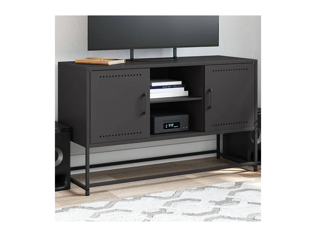 Móvel de TV 100,5x39x60,5 cm aço preto PT478552