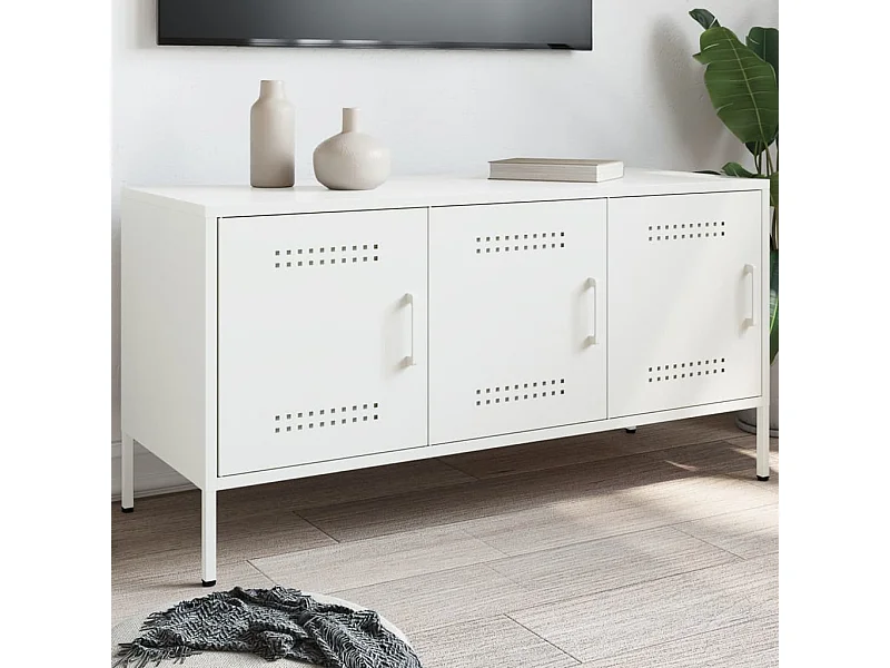 Mueble de TV de acero blanco 100,5x39x50,5 cm ES907111