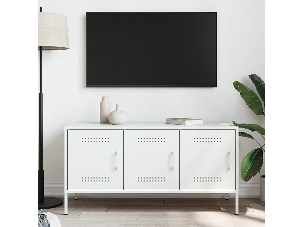 Tv-meubel 100,5x39x50,5 cm staal wit BE189814