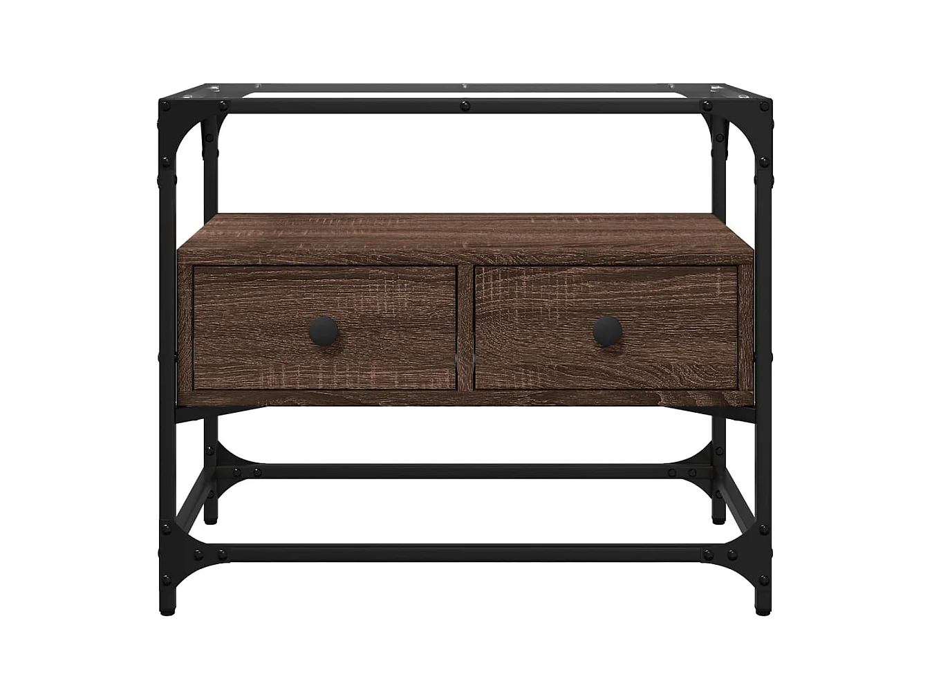 Tv-meubel met glazen blad 60x35x51 cm hout bruin eikenkleurig BE523444