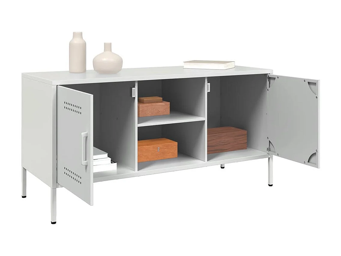 Mueble de TV de acero blanco 100,5x39x50,5 cm ES631630