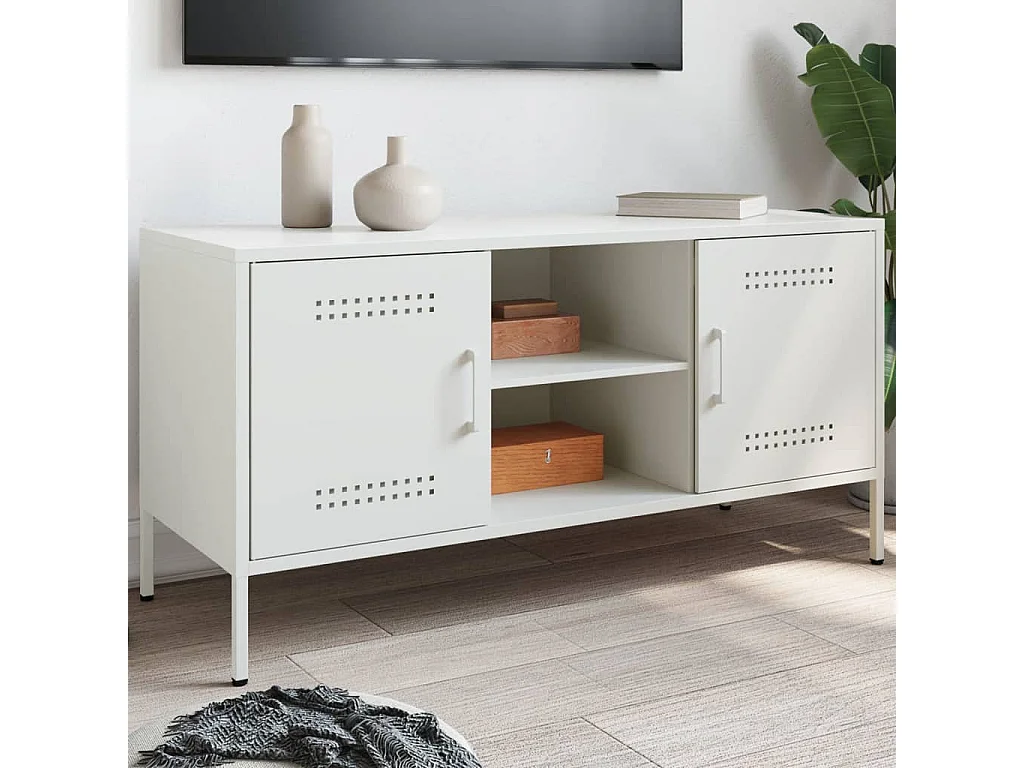 Móvel de TV 100,5x39x50,5 cm aço branco PT825914