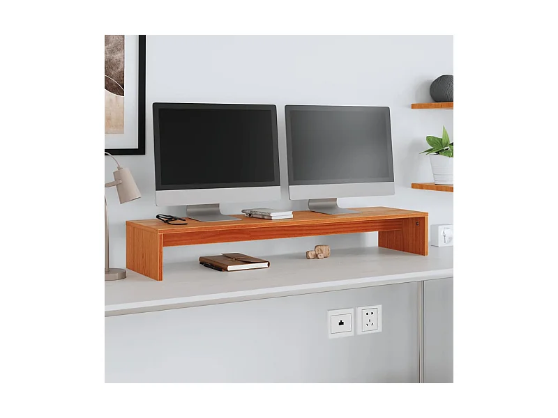 Suporte para monitor 100x27x15 cm pinho maciço castanho mel PT518621