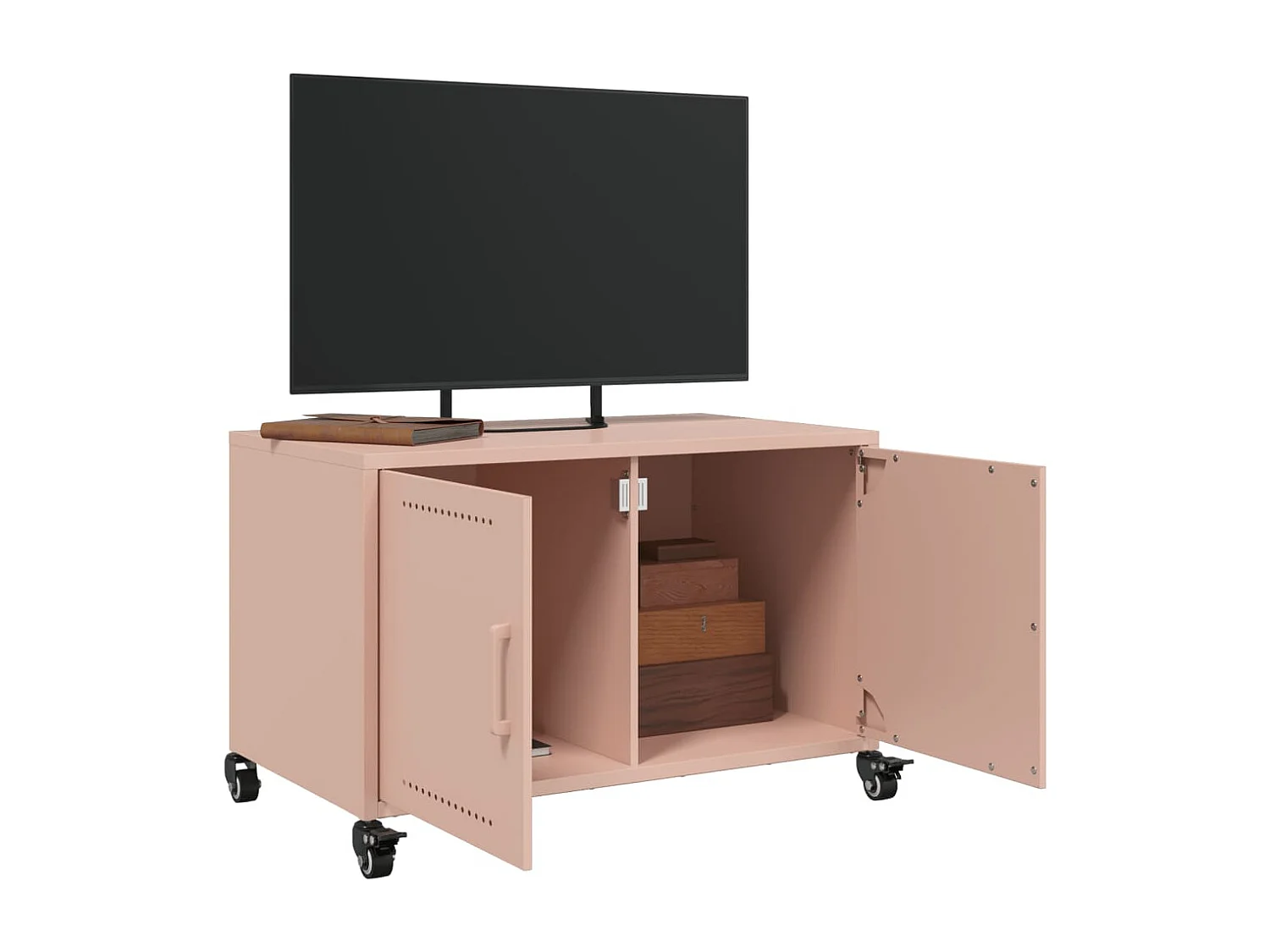 Meuble TV rose 68x39x43,5 cm acier laminé à froid FR602659