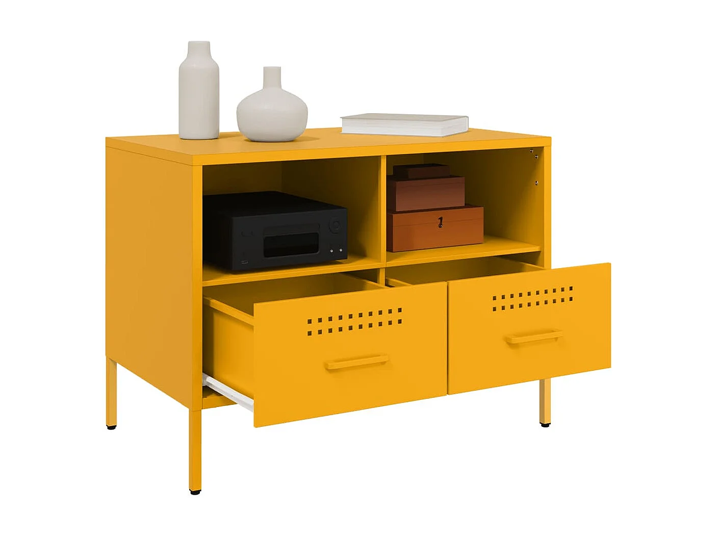 Mueble TV acero laminado en frío amarillo mostaza 68x39x50,5 cm ES212086
