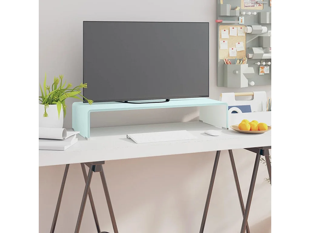 Meuble TV/Support pour moniteur 70x30x13 cm verre vert FR451646