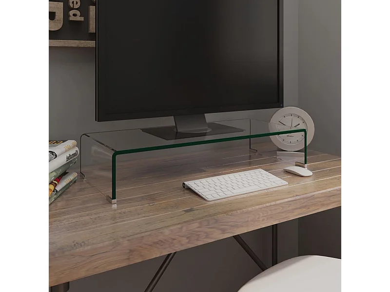 Tv-meubel/monitorverhoger transparant 70x30x13 cm glas BE428269