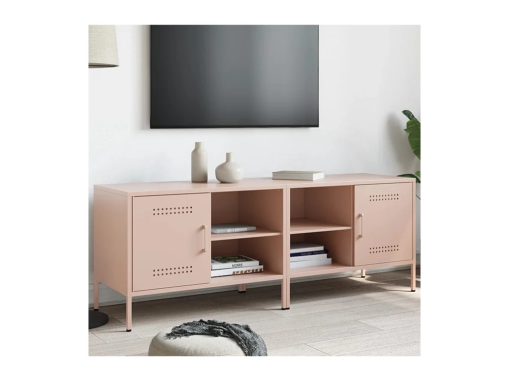 Tv-meubelen 2 st 68x39x50,5 cm staal roze BE528858