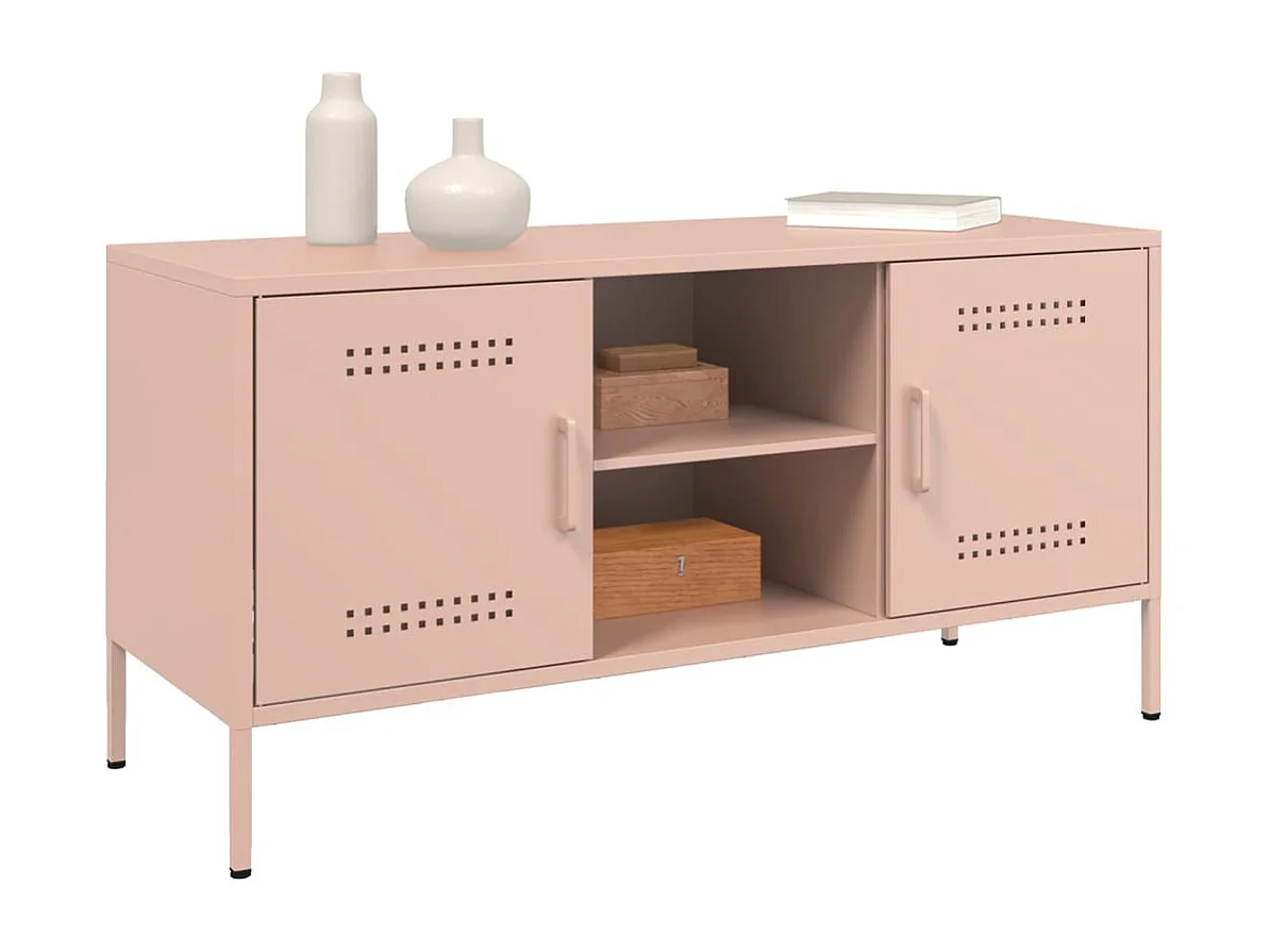 Mueble de TV de acero rosa 100,5x39x50,5 cm ES746558
