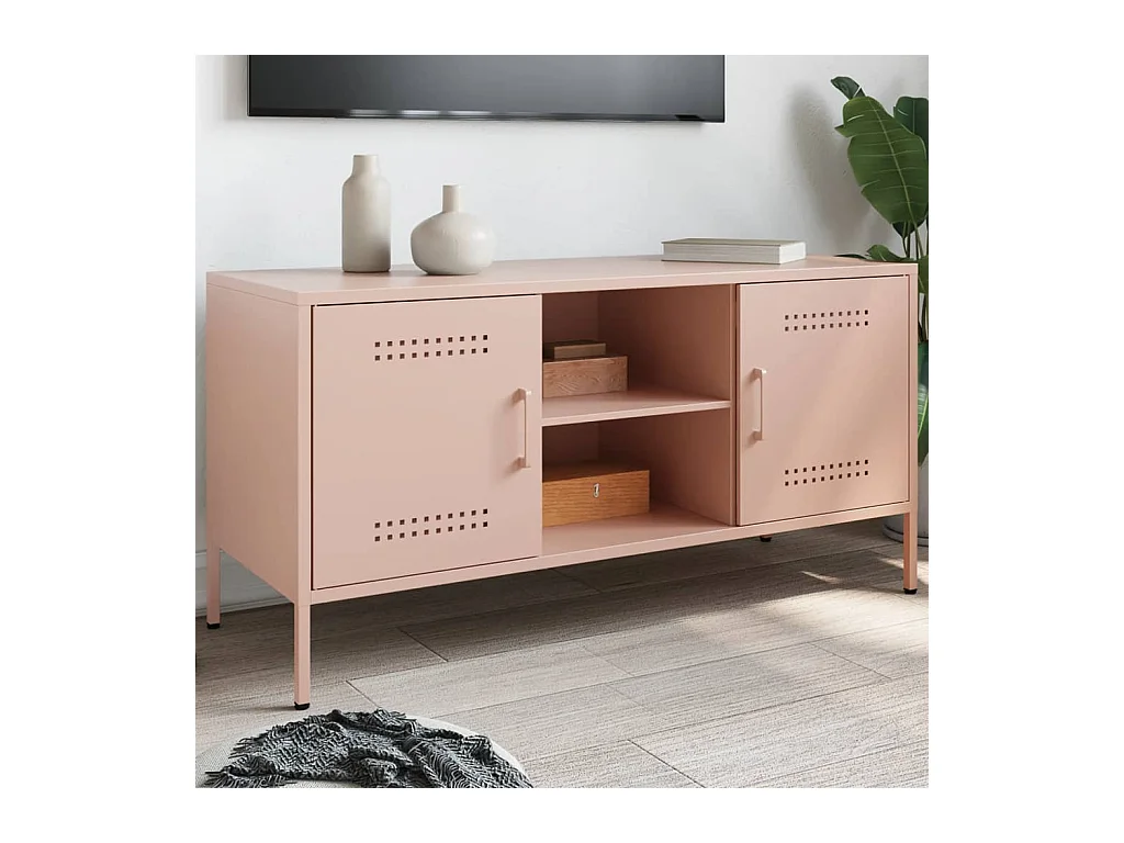 Meuble TV rose 100,5x39x50,5 cm acier FR176122