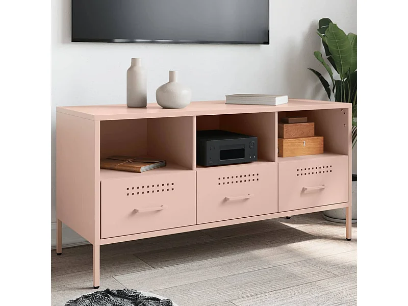 Mueble de TV acero laminado en frío rosa 100,5x39x50,5 cm ES846101