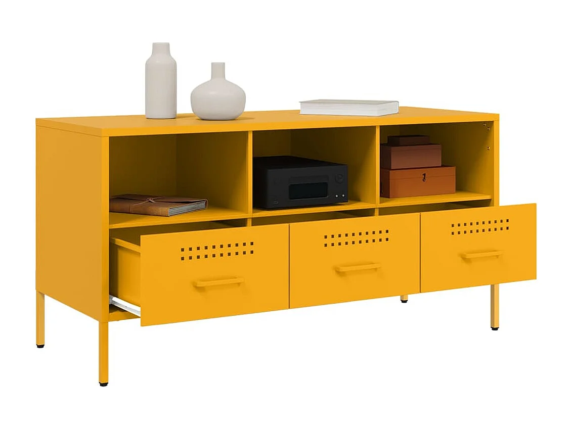 Mueble de TV acero laminado en frío amarillo 100,5x39x50,5 cm ES415427