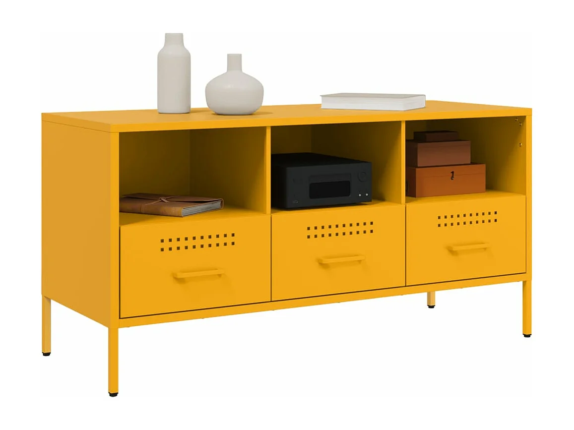 Mueble de TV acero laminado en frío amarillo 100,5x39x50,5 cm ES415427