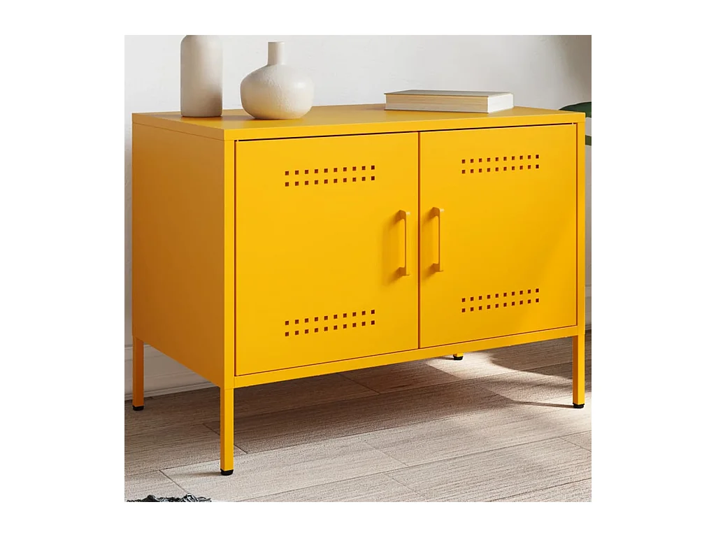 Tv-meubel 68x39x50,5 cm staal mosterdgeel BE750173