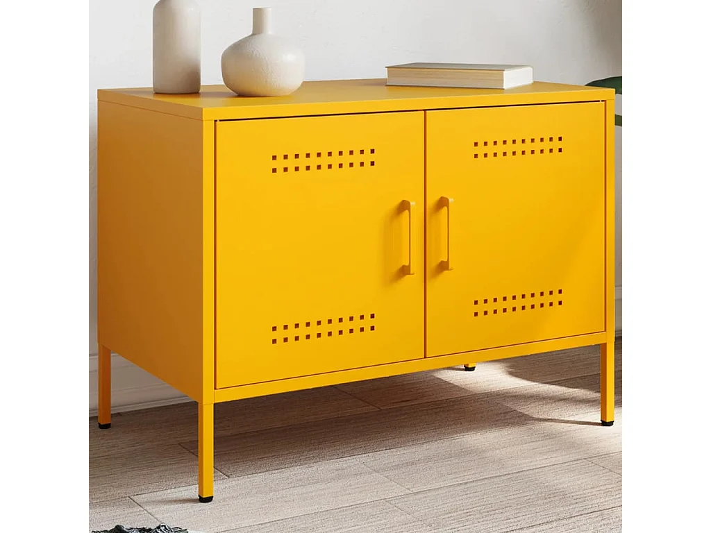 Meuble TV jaune moutarde 68x39x50,5 cm acier FR246342