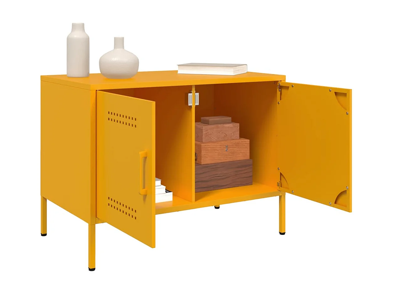 Meuble TV jaune moutarde 68x39x50,5 cm acier FR246342