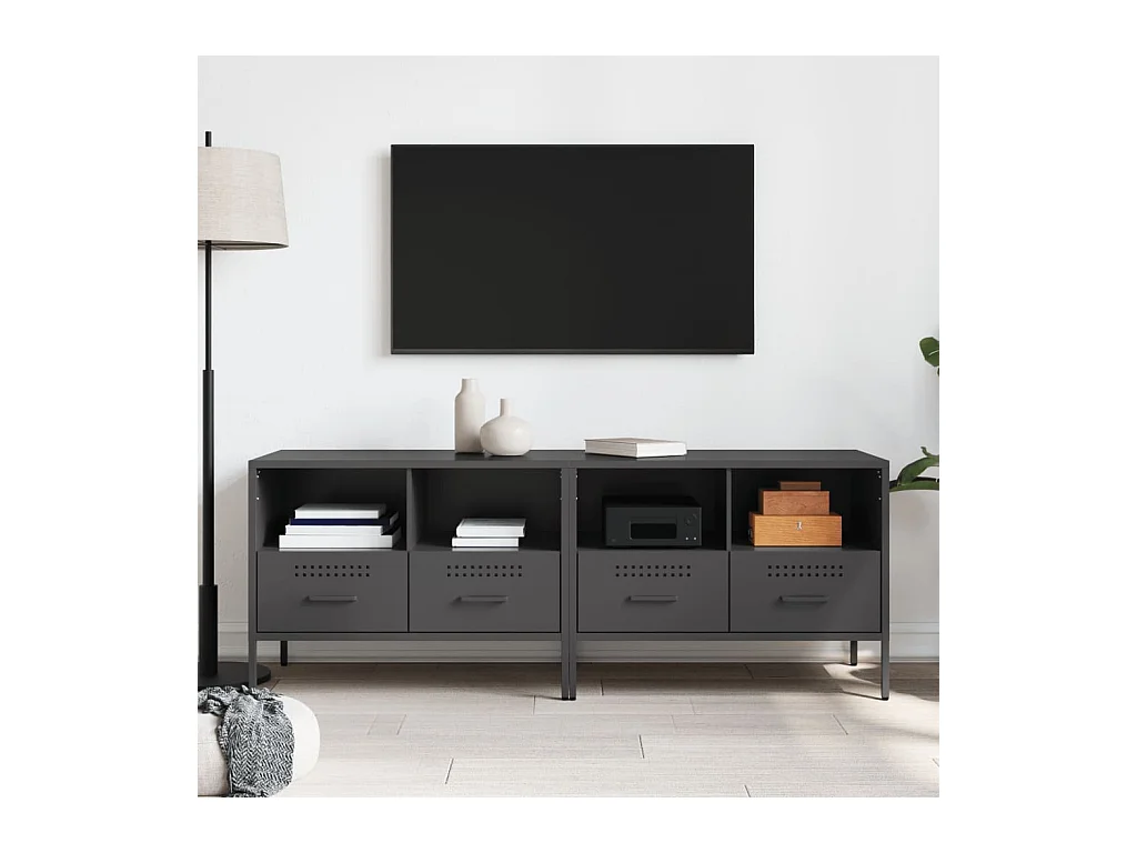 Meubles TV 2 pcs noir 68x39x50,5 cm acier laminé à froid FR385632