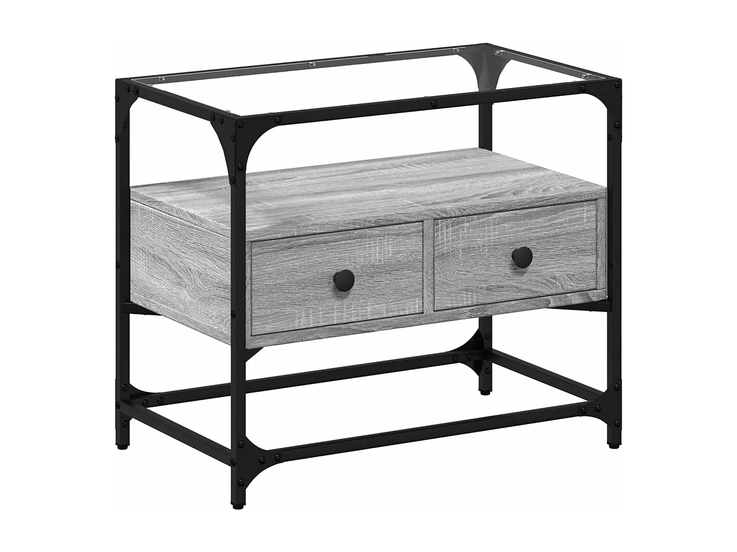 Meuble TV avec dessus en verre sonoma gris bois d'ingénierie FR596456