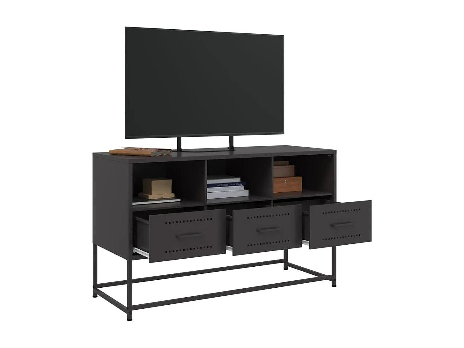 Meuble TV noir 100,5x39x60,5 cm acier FR935944