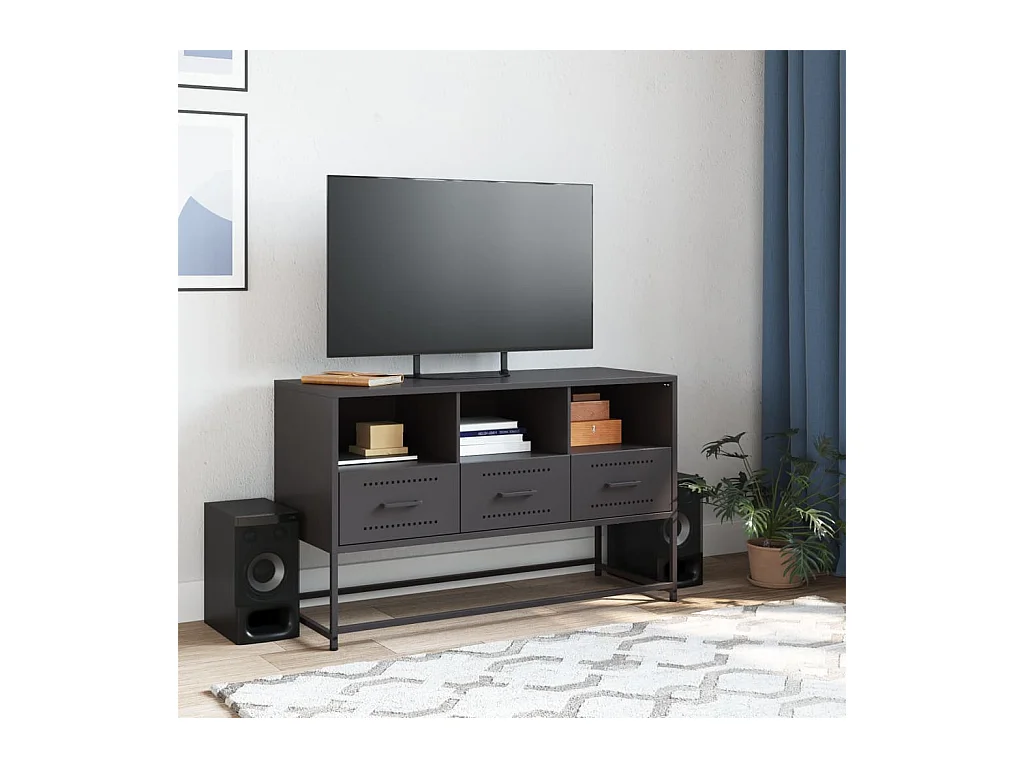 Móvel de TV 100,5x39x60,5 cm aço preto PT414089
