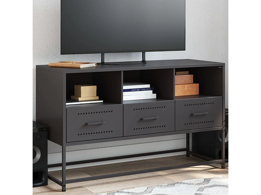 Móvel de TV 100,5x39x60,5 cm aço preto PT414089