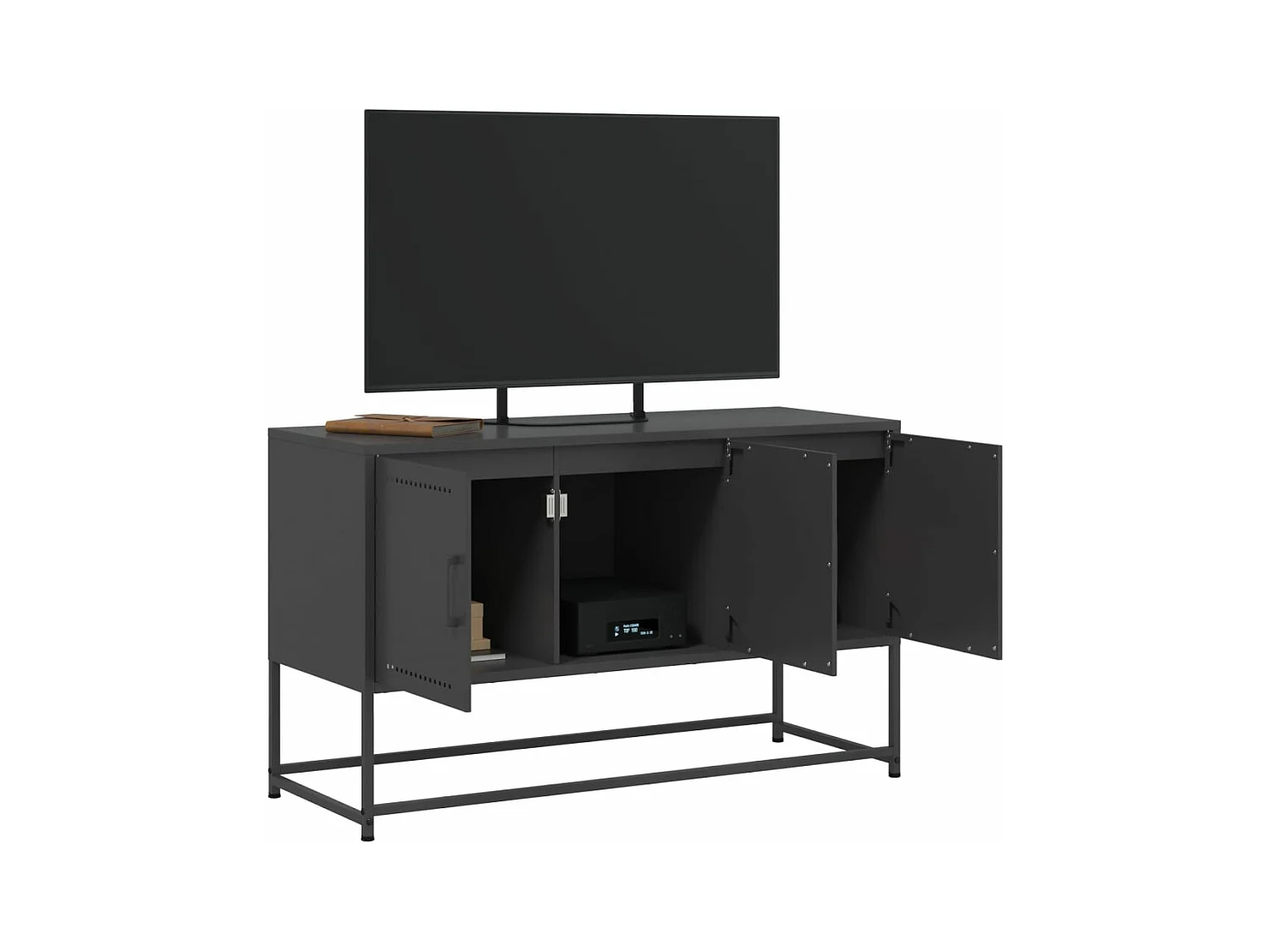 Mueble para TV de acero negro 100,5x39x60,5 cm ES717421