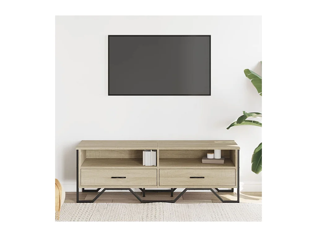 Tv-meubel 122x34x41 cm bewerkt hout sonoma eikenkleurig BE257848