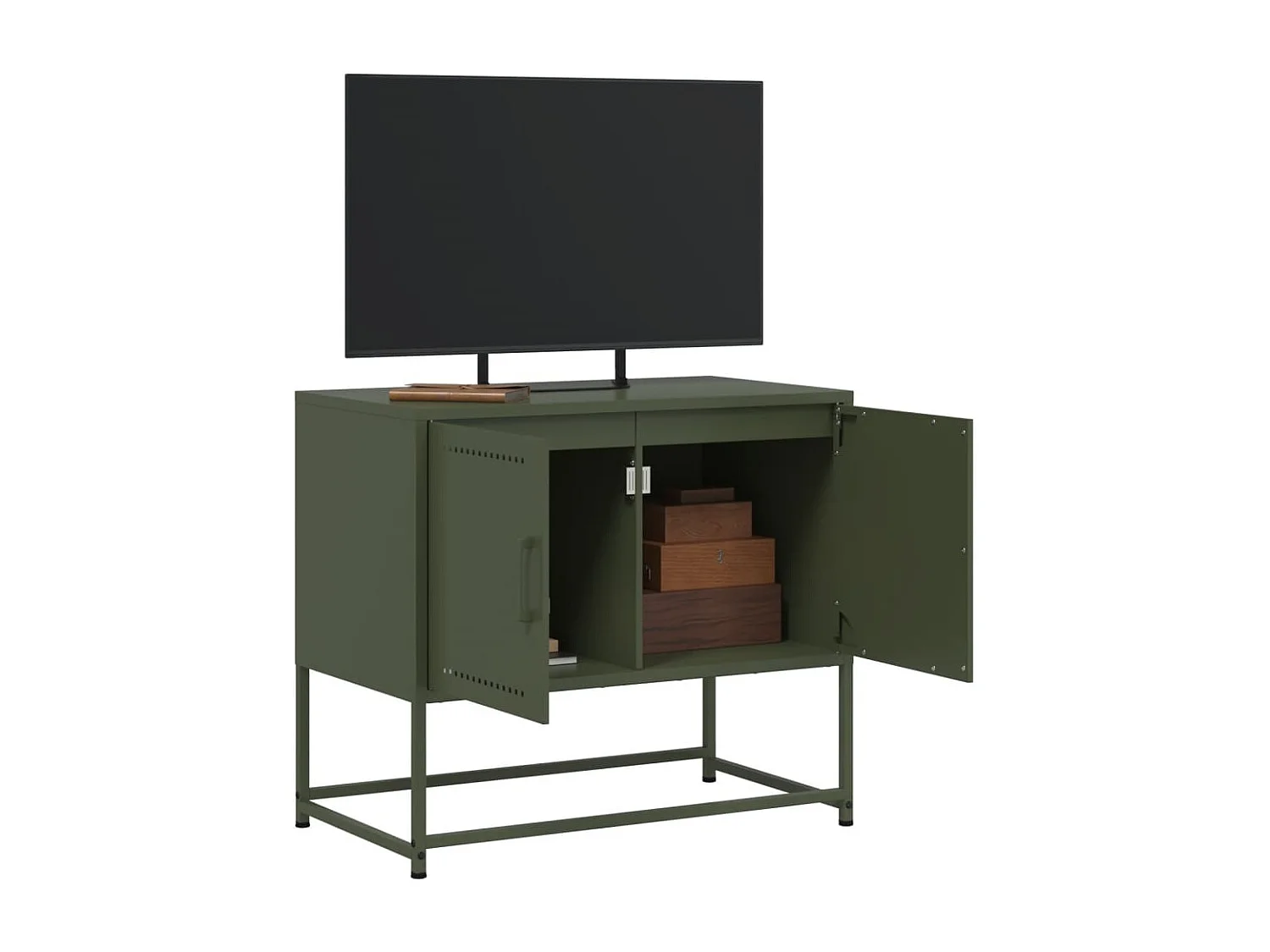 Meuble TV vert olive 68,5x39x60,5 cm acier FR995669