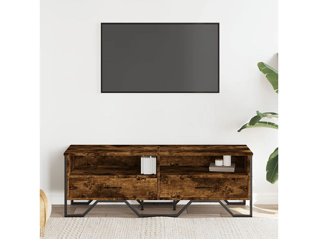 Mueble de TV madera de ingeniería roble ahumado 122x34x41 cm ES910253