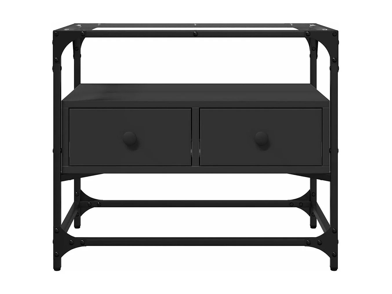 Mueble TV tablero cristal madera ingeniería negro 60x35x51 cm ES605772
