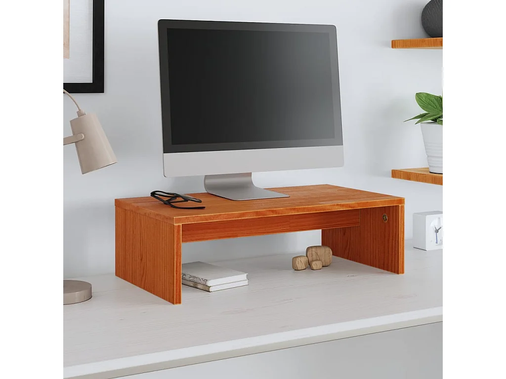 Suporte para monitor 50x27x15 cm pinho maciço castanho mel PT890454