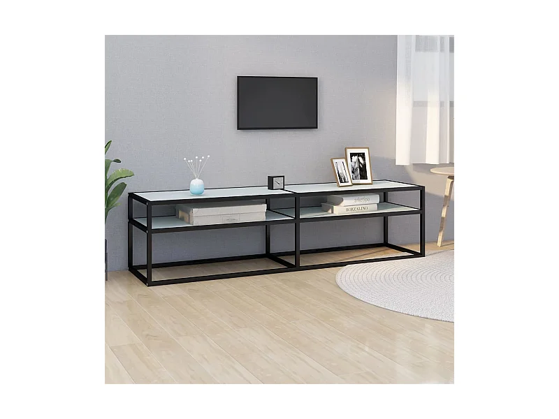 Tv-meubel 160x40x40,5 cm gehard glas witmarmerkleurig BE549602